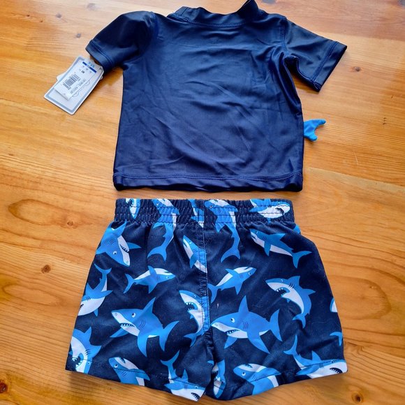 Koala Kids Swim Shirt & Trunks - Shark Theme - Picture 2 of 3